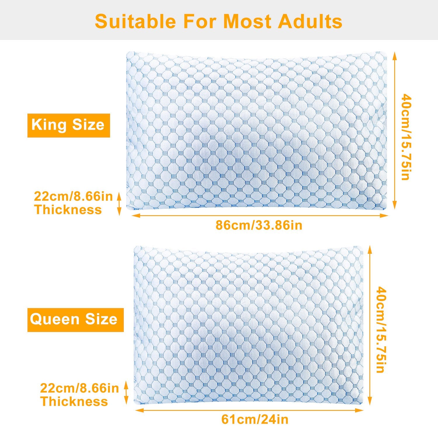Soft Bed Pillow With Cooling Gel Infused Memory Foam | Washable