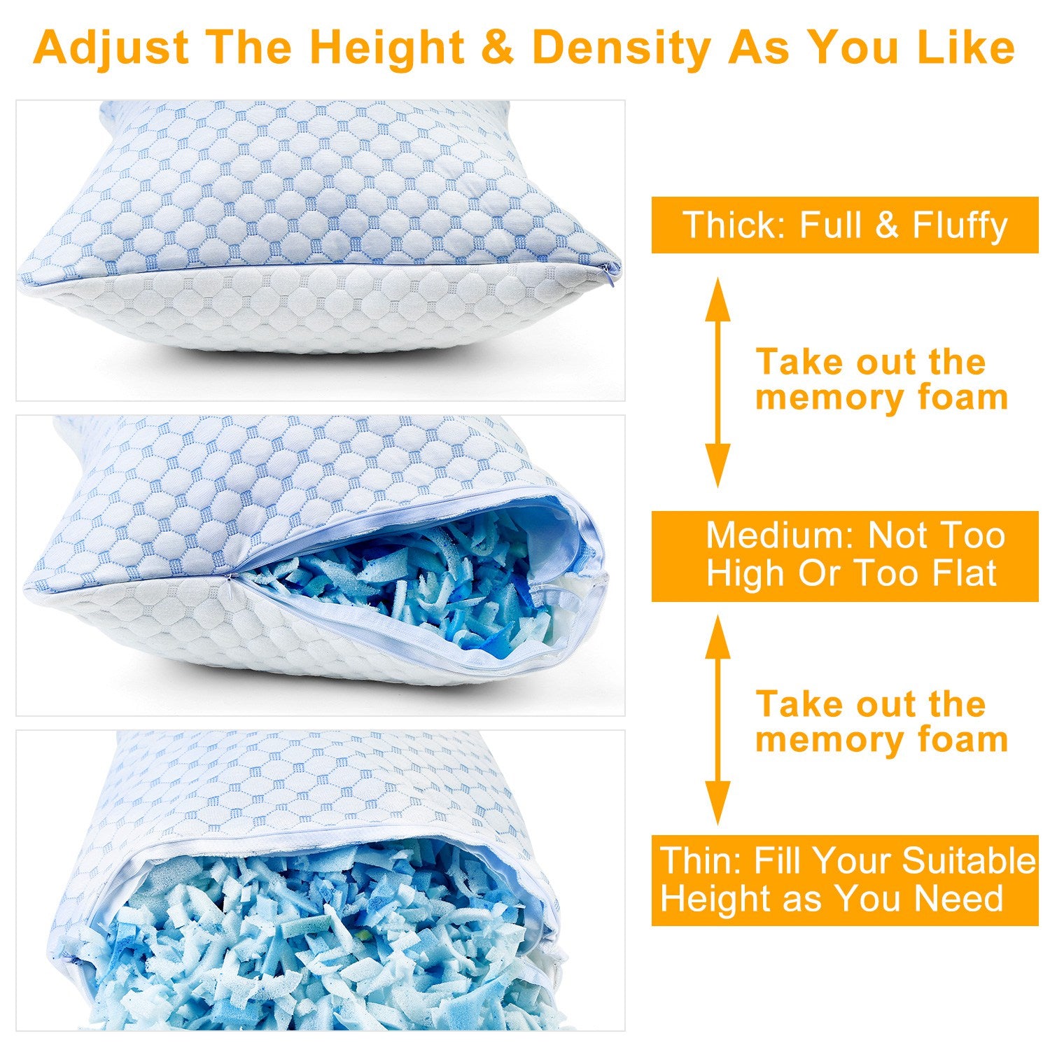 Soft Bed Pillow With Cooling Gel Infused Memory Foam | Washable