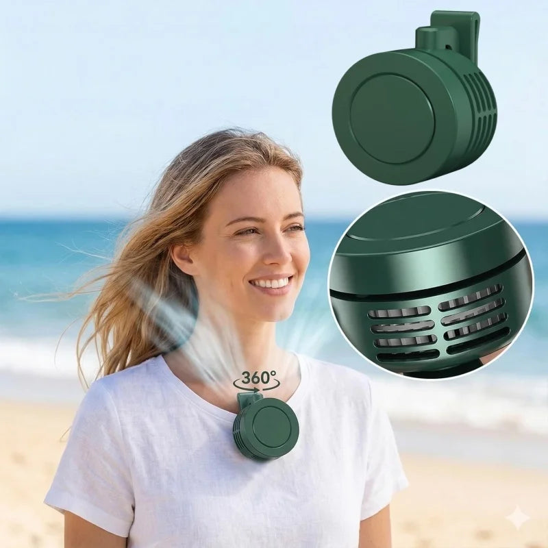 Portable Silent Mini Bladeless Fan Clip On Adjustable 3 Speeds Suspended Waist Suitable Outdoor Travel Office Accessories