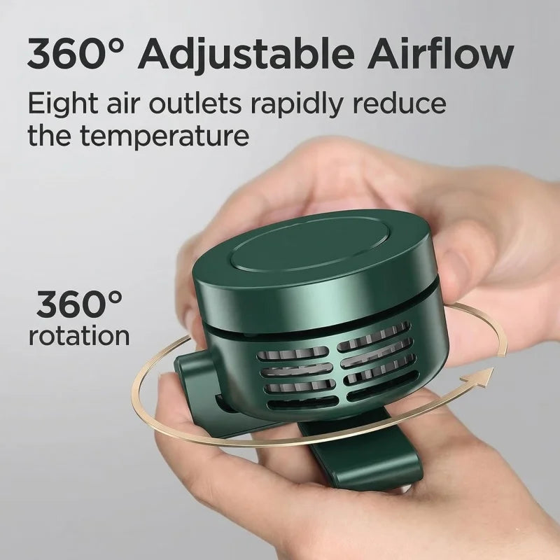 Portable Silent Mini Bladeless Fan Clip On Adjustable 3 Speeds Suspended Waist Suitable Outdoor Travel Office Accessories