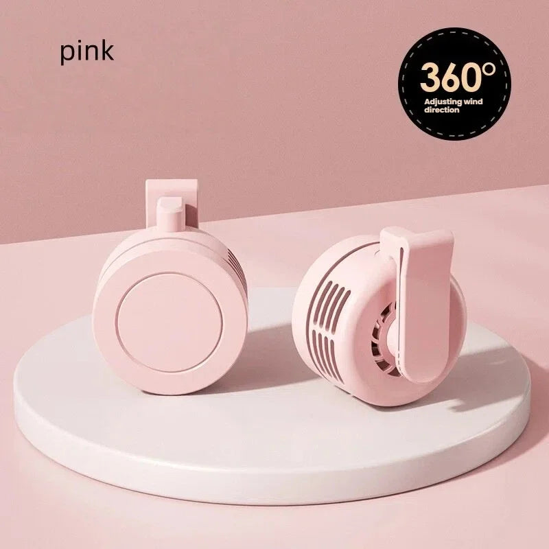 Portable Silent Mini Bladeless Fan Clip On Adjustable 3 Speeds Suspended Waist Suitable Outdoor Travel Office Accessories
